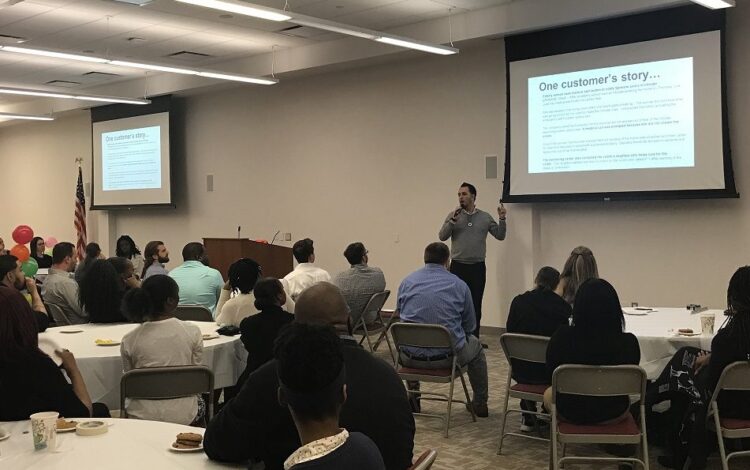 LifeStation team members attending a presentation, illustrating the focus on professional development and learning opportunities within LifeStation careers.