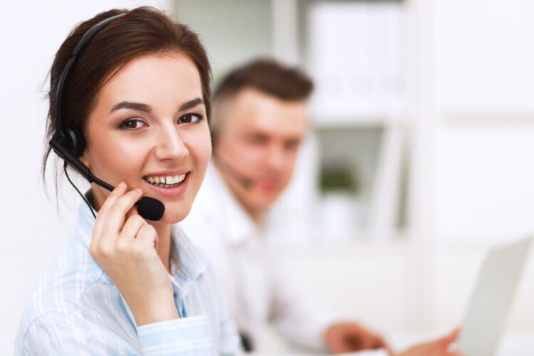 Female operator on phone