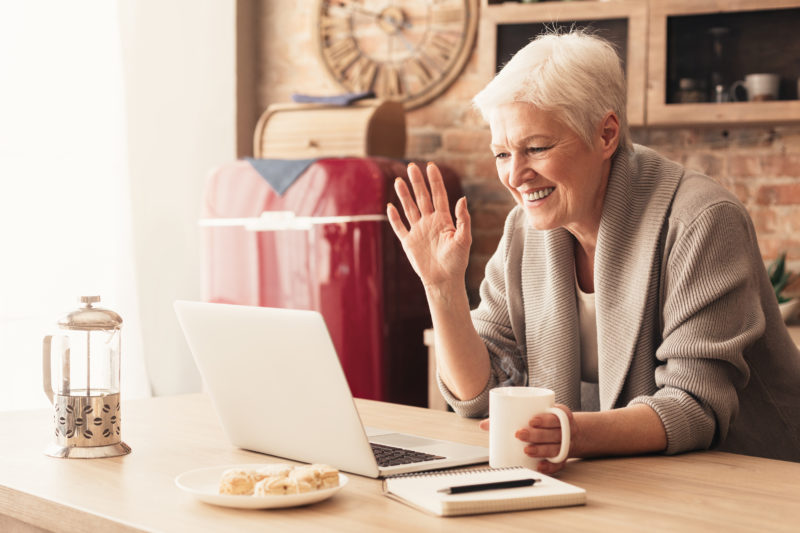 Elderly woman on a video chat