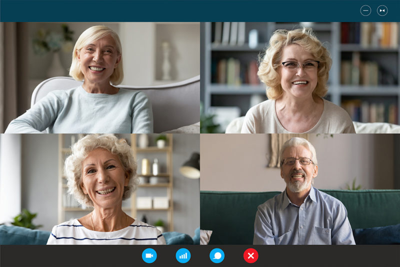 headshots of people on a video chat