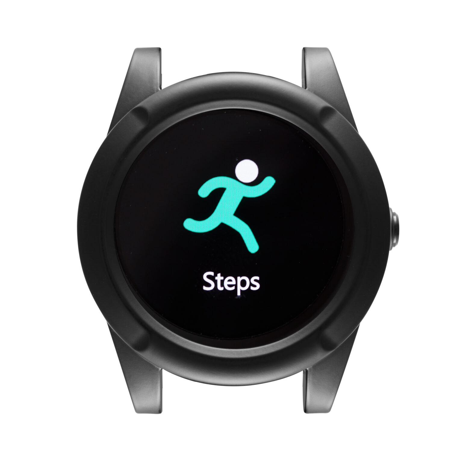 A Sidekick watch displaying a running icon and the text "Steps" on its screen