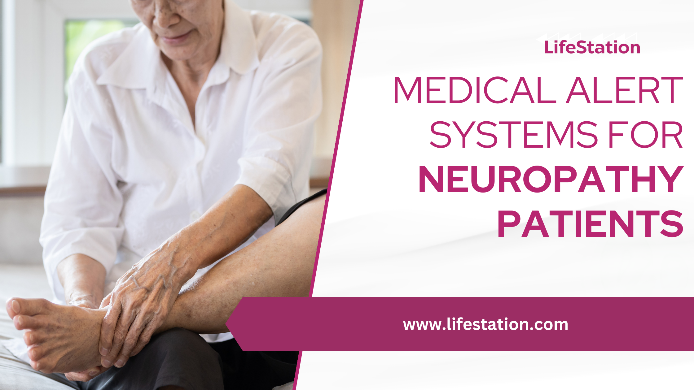 Image for page Medical Alert Systems for Neuropathy Patients. Picture of a man with neuropathy and has pain in his foot. he feels safe with his medical alert device.