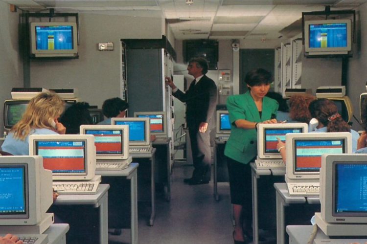 Rows of computers in monitoring center