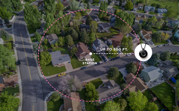 Suburbs aerial showing range of medical alert device